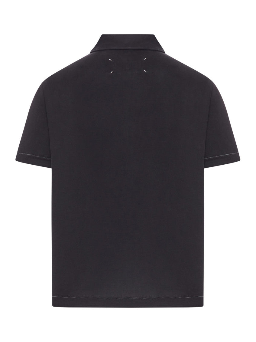 Black Shirt Collar Short Sleeves Polo 2