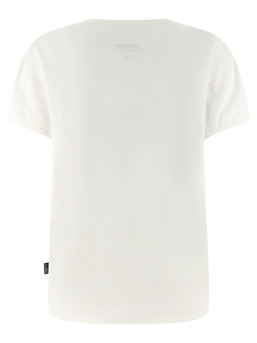 White Round Neck Printed T-shirt 2