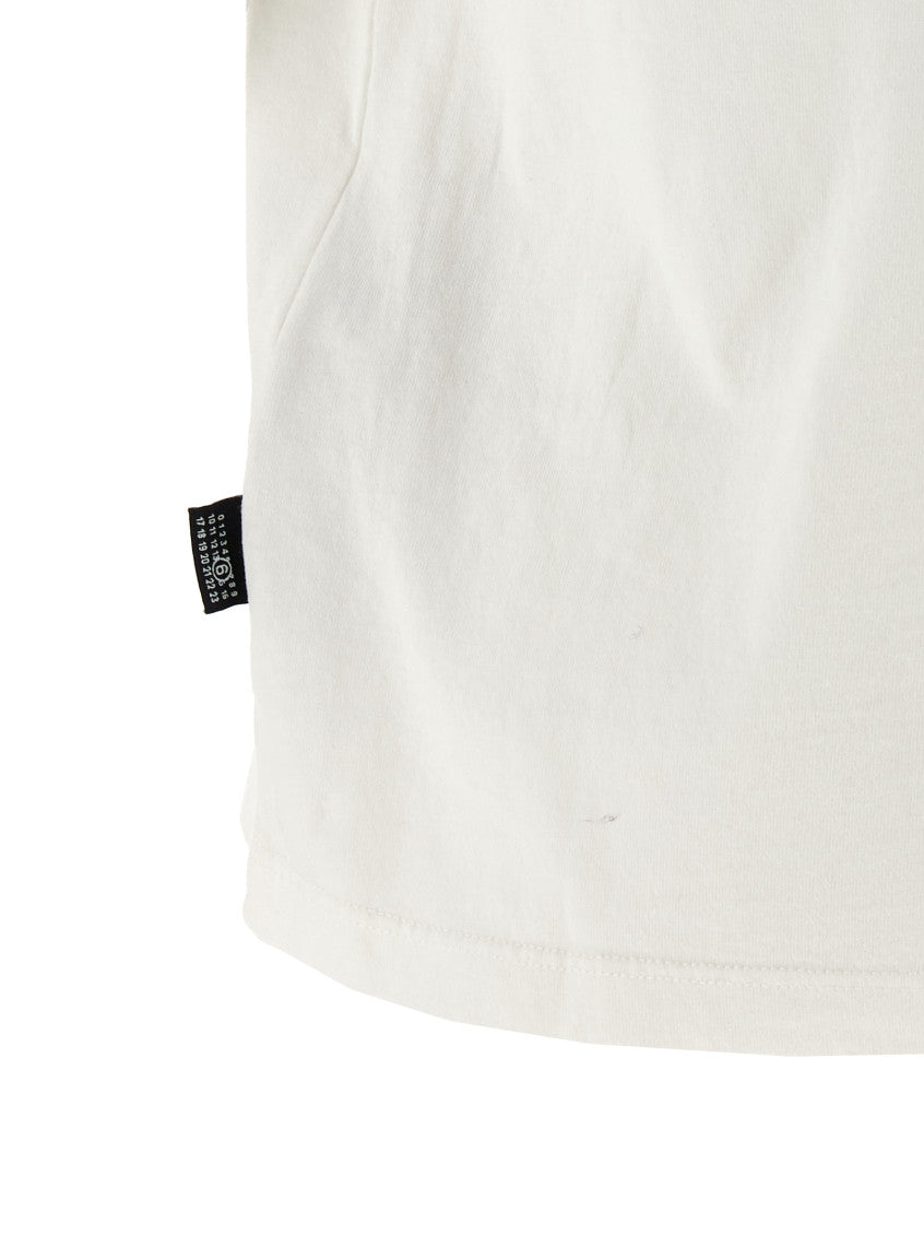 White Round Neck Printed T-shirt 4