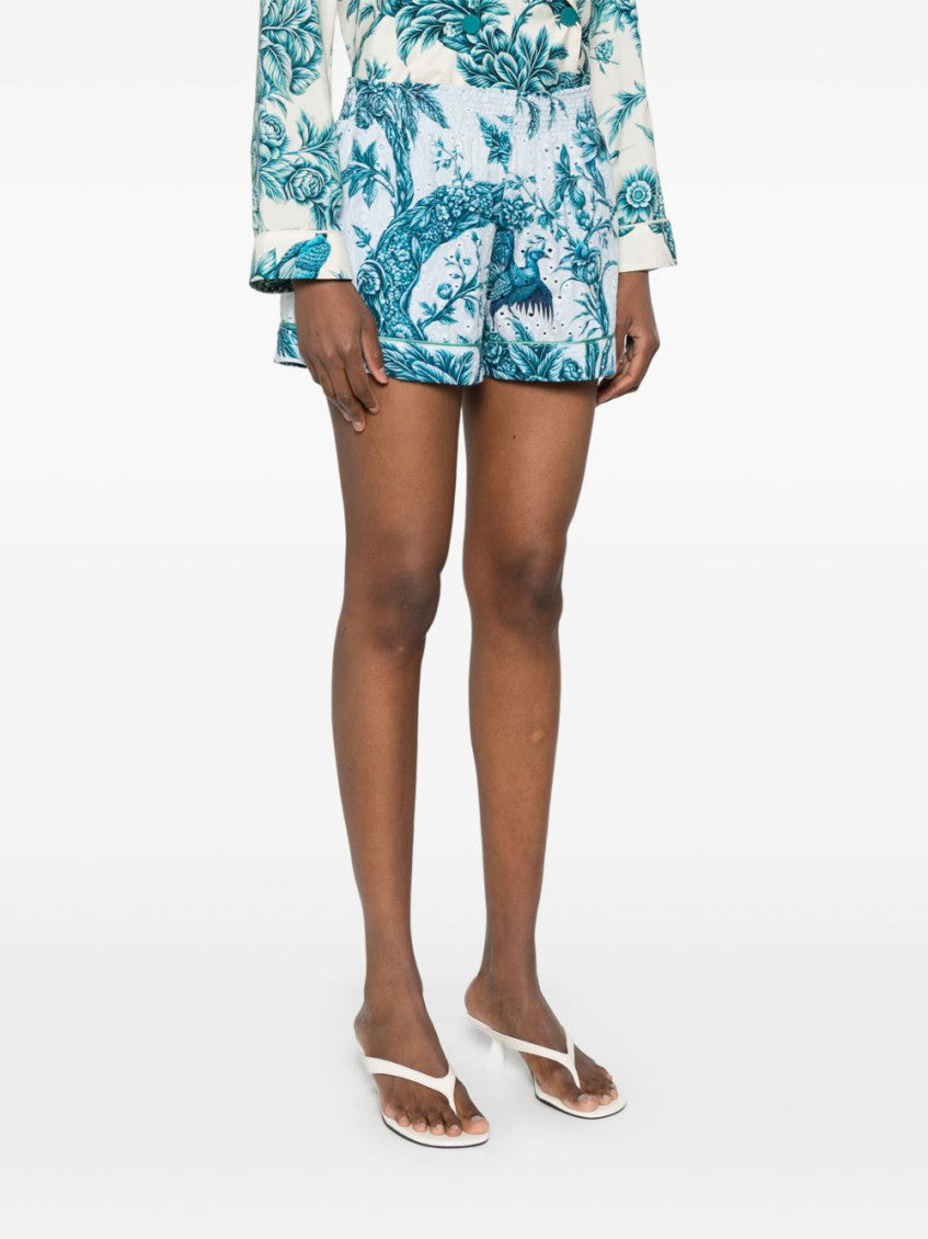 Blue Printed cotton shorts 2