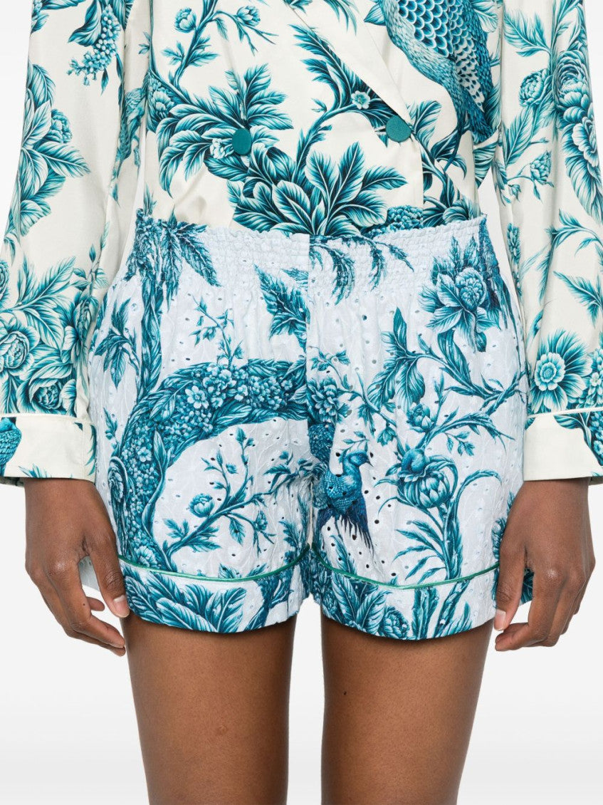 Blue Printed cotton shorts 4