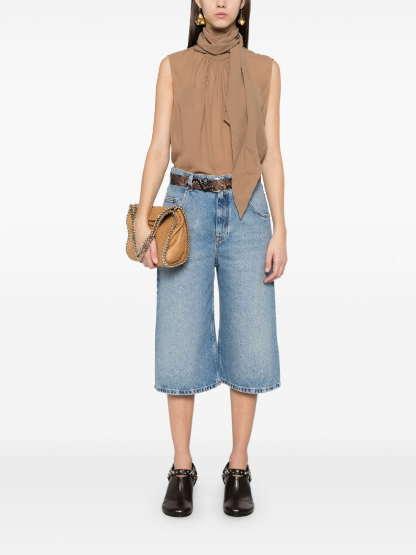 Sky Blue Denim Cotton Bermuda Shorts 5