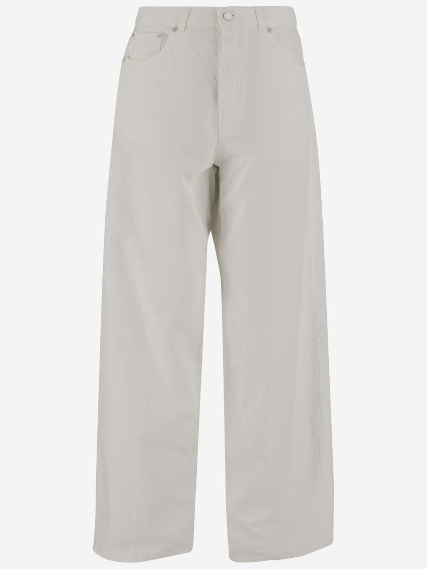White Cotton And Linen Jeans 1