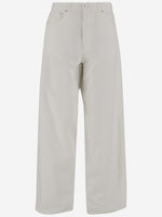 White Cotton And Linen Jeans 1