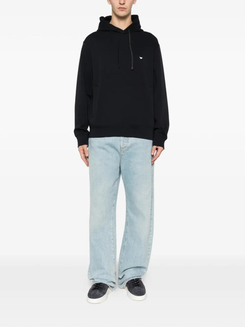 Dark Blue Logo Hood Sweatshirt 2