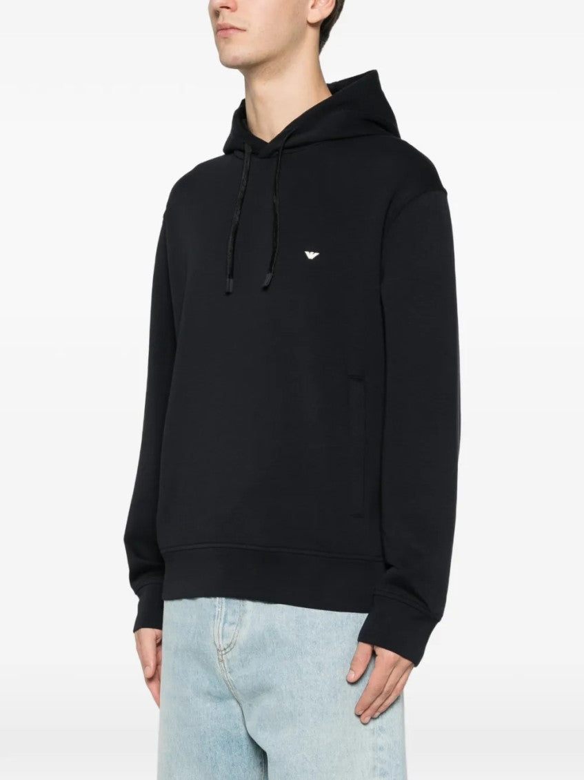 Dark Blue Logo Hood Sweatshirt 4