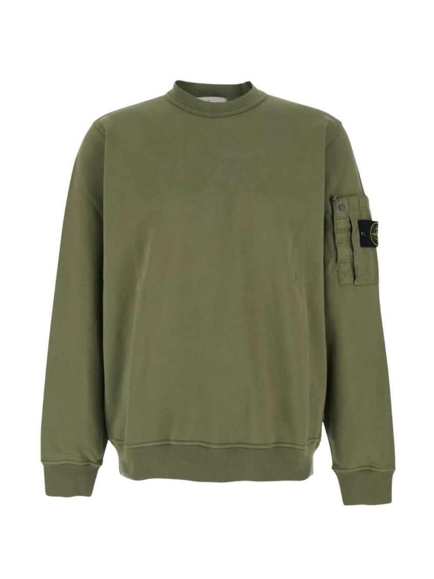Beige Solid Crew Neck Sweatshirt 1