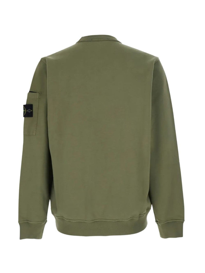 Beige Solid Crew Neck Sweatshirt 3