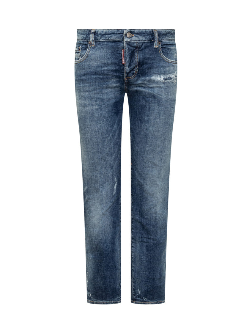 Blue Straight Mid Rise Jeans 1