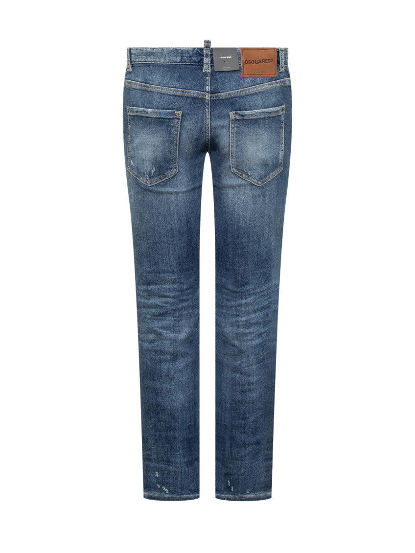 Blue Straight Mid Rise Jeans 2