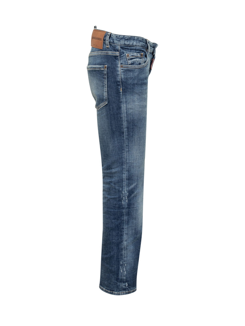 Blue Straight Mid Rise Jeans 3