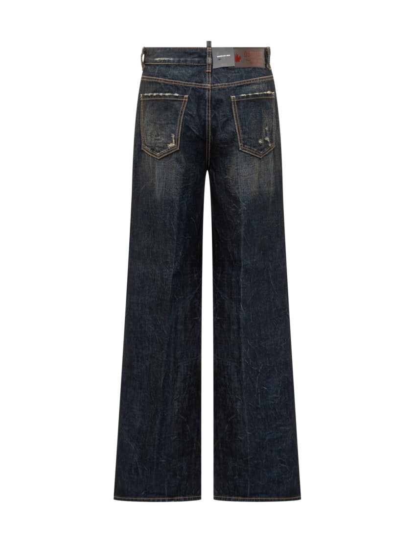Blue Relaxed Mid Rise Jeans 2