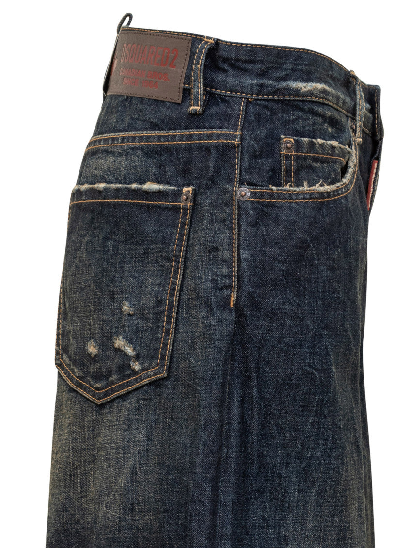 Blue Relaxed Mid Rise Jeans 4
