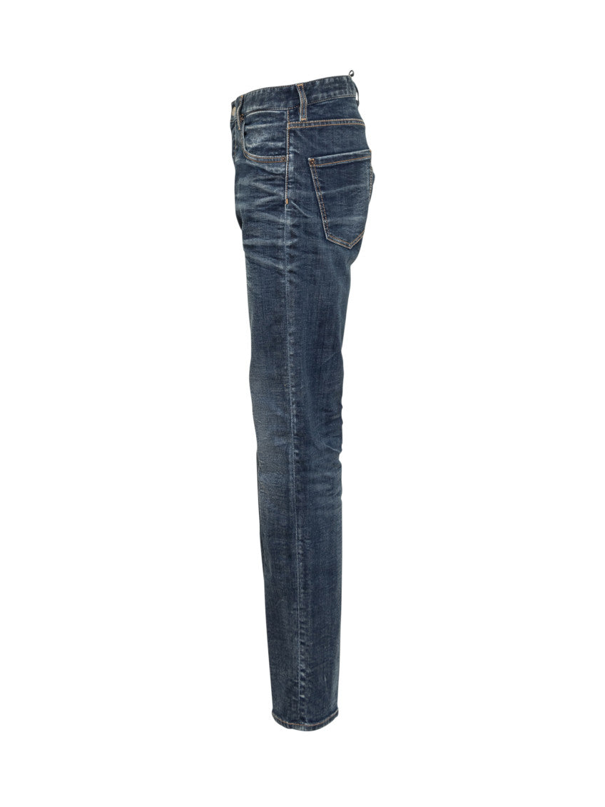 Blue Straight Mid Rise Jeans 3