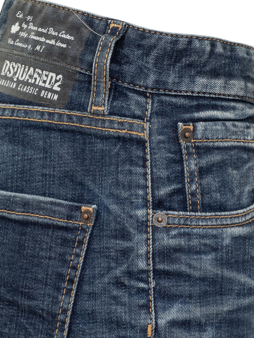 Blue Straight Mid Rise Jeans 4