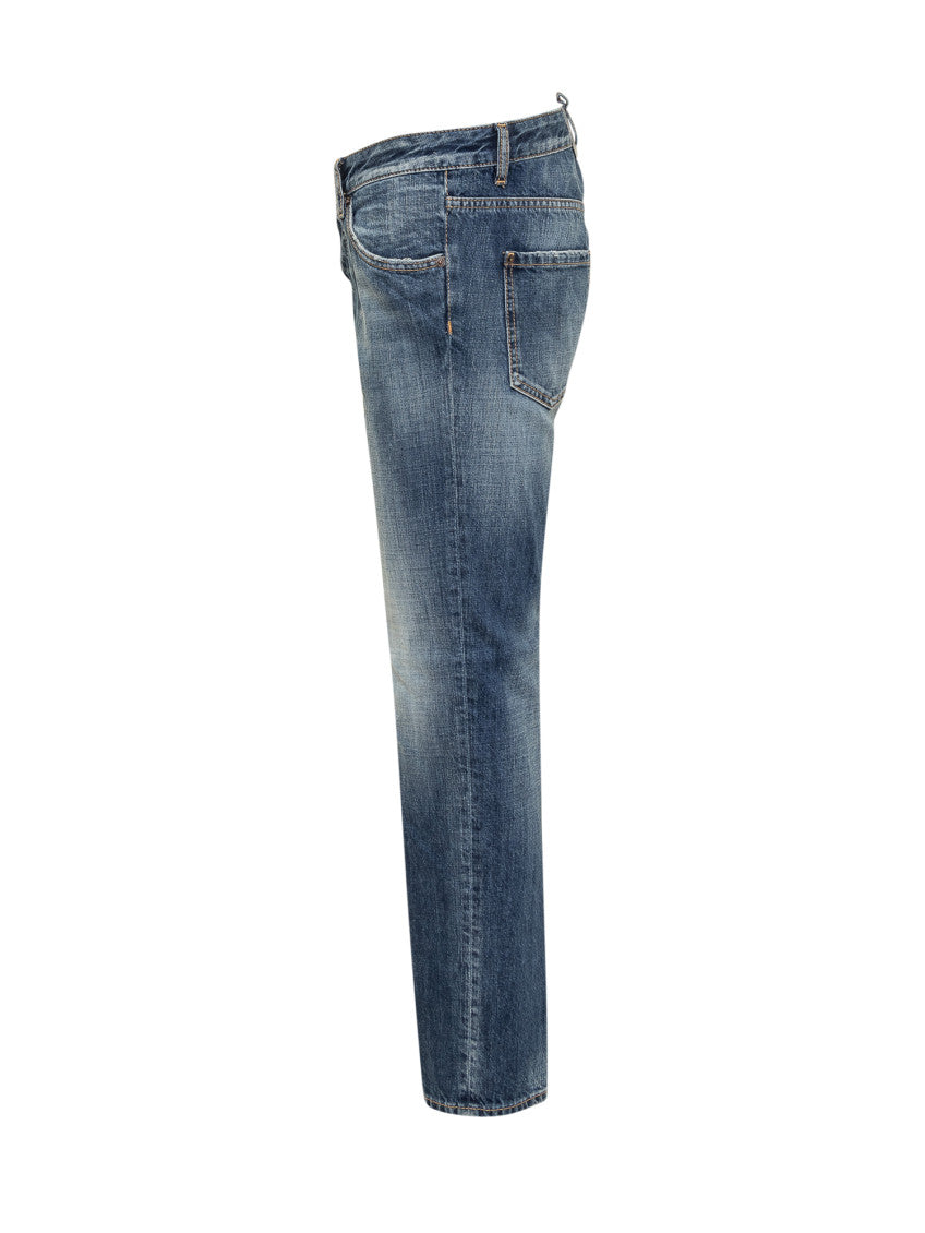 Blue Straight Mid Rise Jeans 3