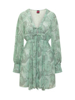 Green Floral V Neck Mini Dress 1