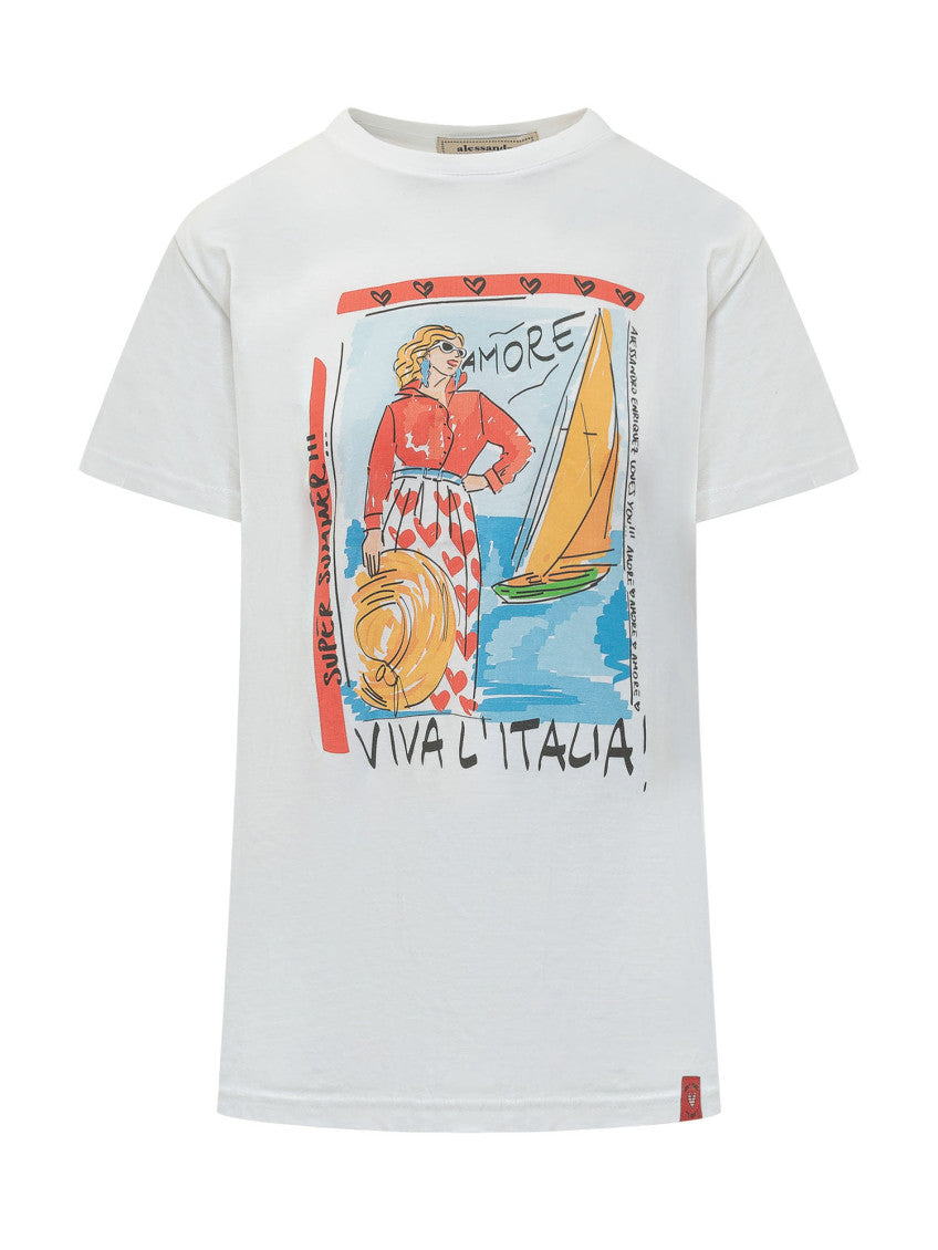 White Graphic Crew Neck T-Shirt 1