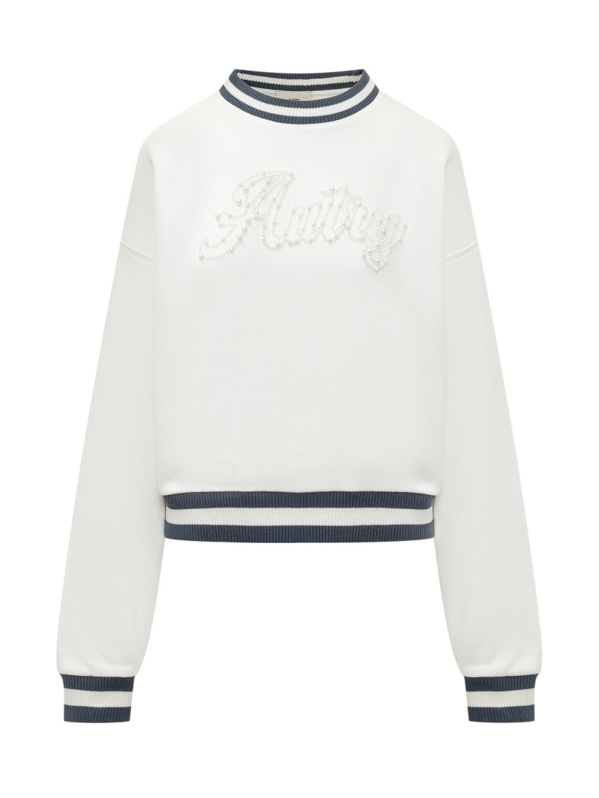 White Embellished Crew Neck Sweatshirt 1