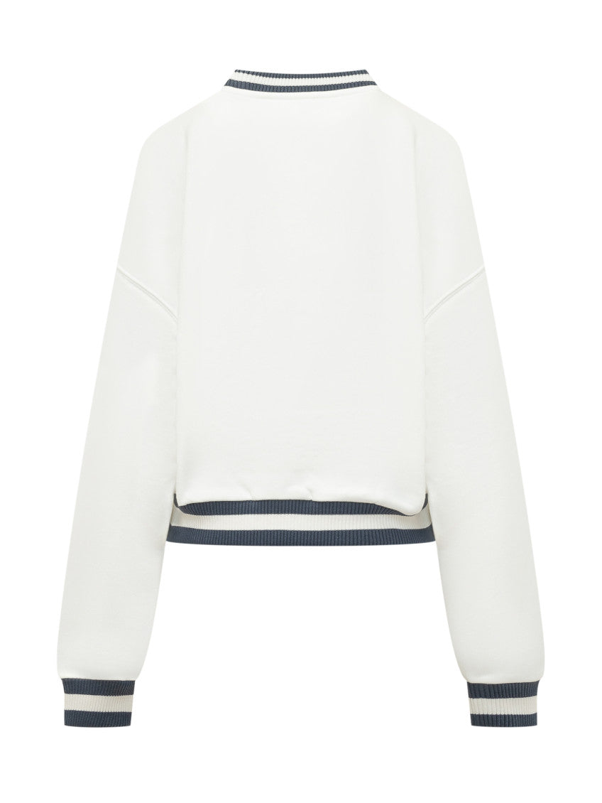 White Embellished Crew Neck Sweatshirt 2