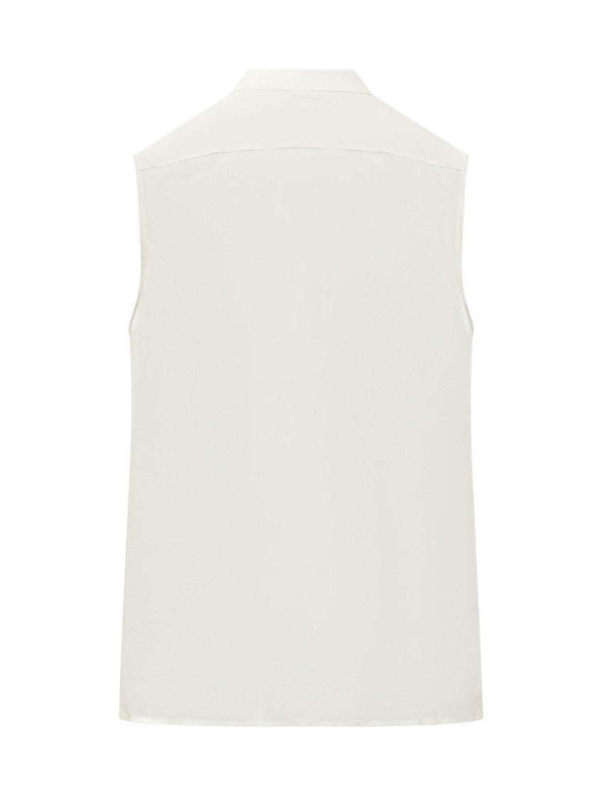 White Tie Neck Sleeveless Shirt 2