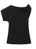 Black Solid One Shoulder T-Shirt 1