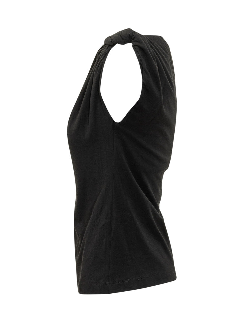 Black Solid One Shoulder T-Shirt 3