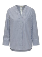 Blue V-Neck Stripes Shirt 1