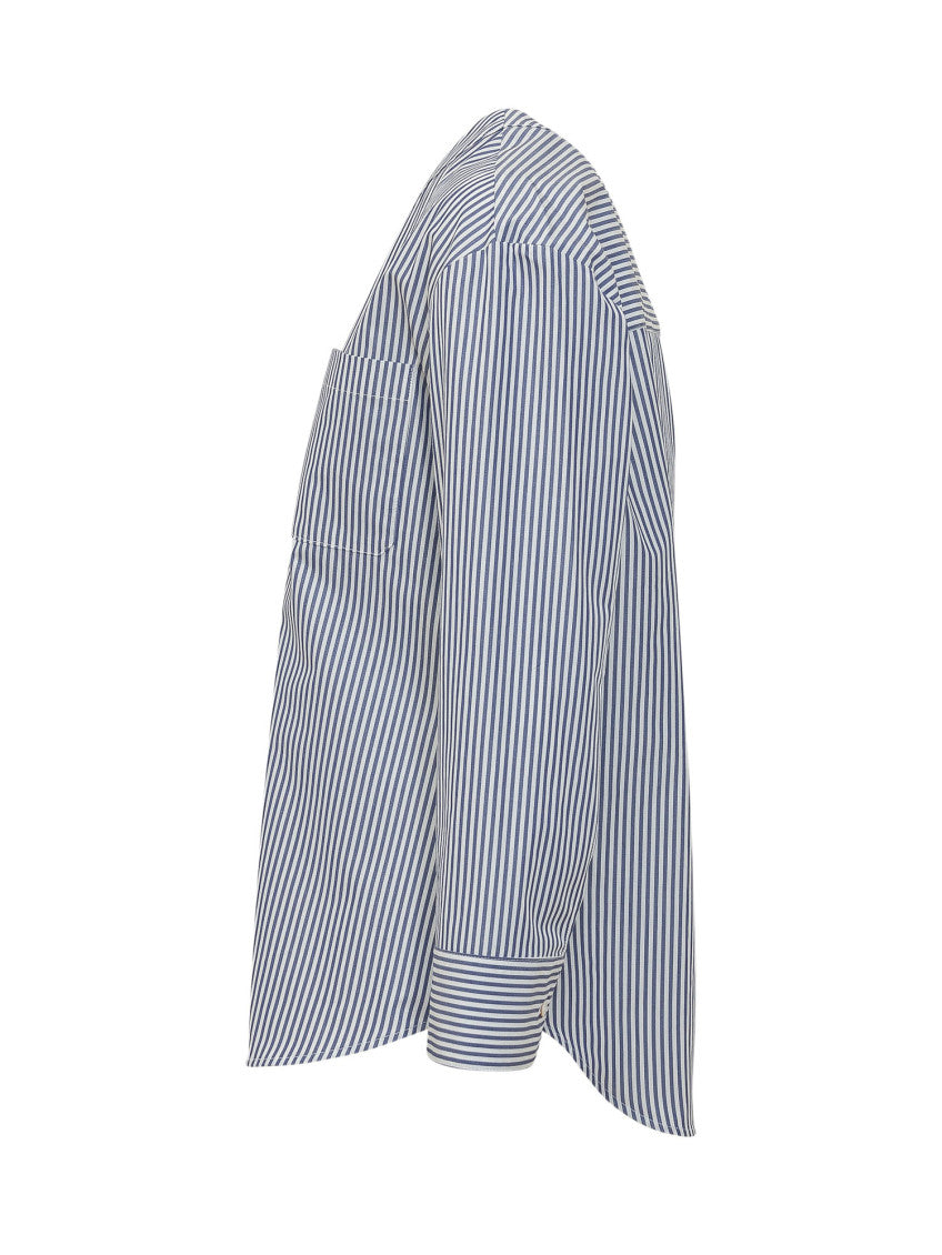 Blue V-Neck Stripes Shirt 3
