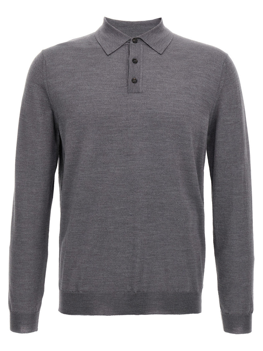 Grey Wool Polo Shirt 1