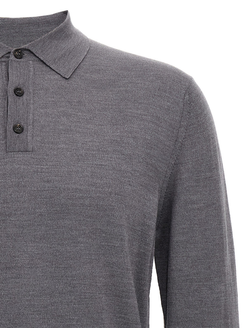 Grey Wool Polo Shirt 3
