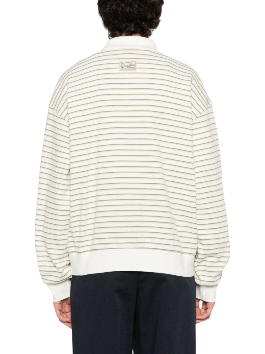 Beige Stripes Shirt Collar Polo 2