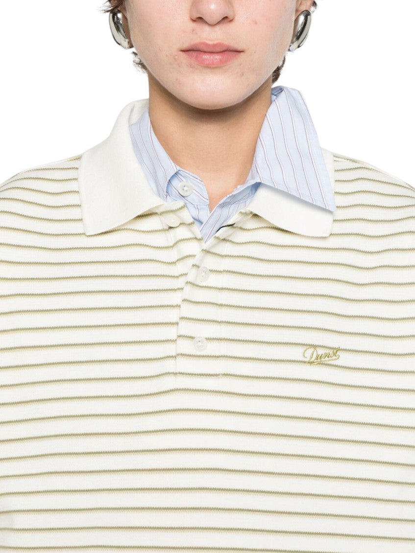 Beige Stripes Shirt Collar Polo 4