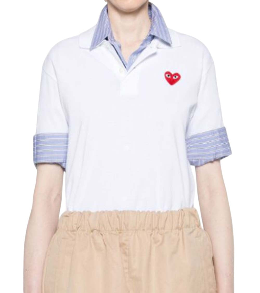 White Logo Shirt Collar Polo 4