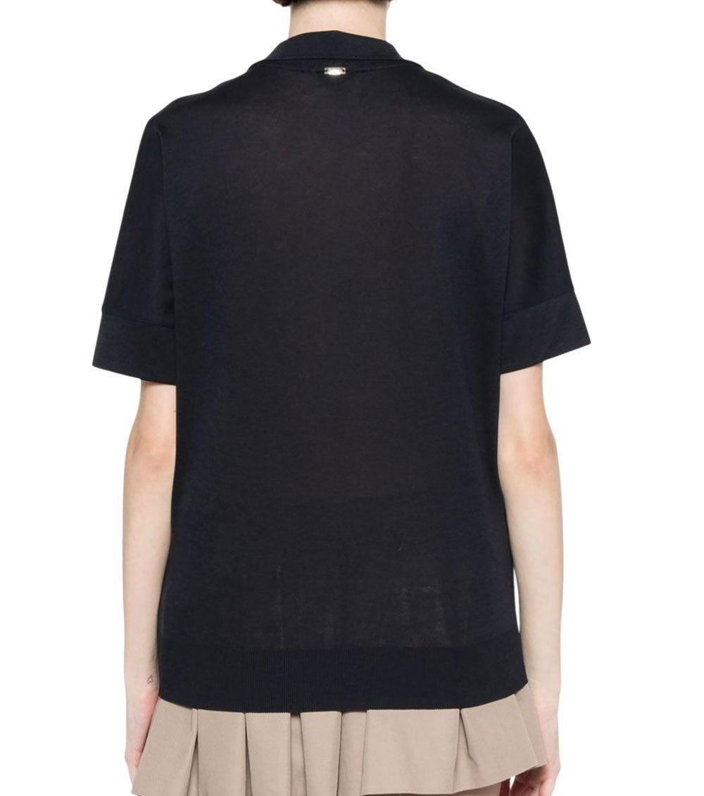 Black Solid Shirt Collar Polo 3