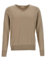 Beige V Neck Sweaters 1
