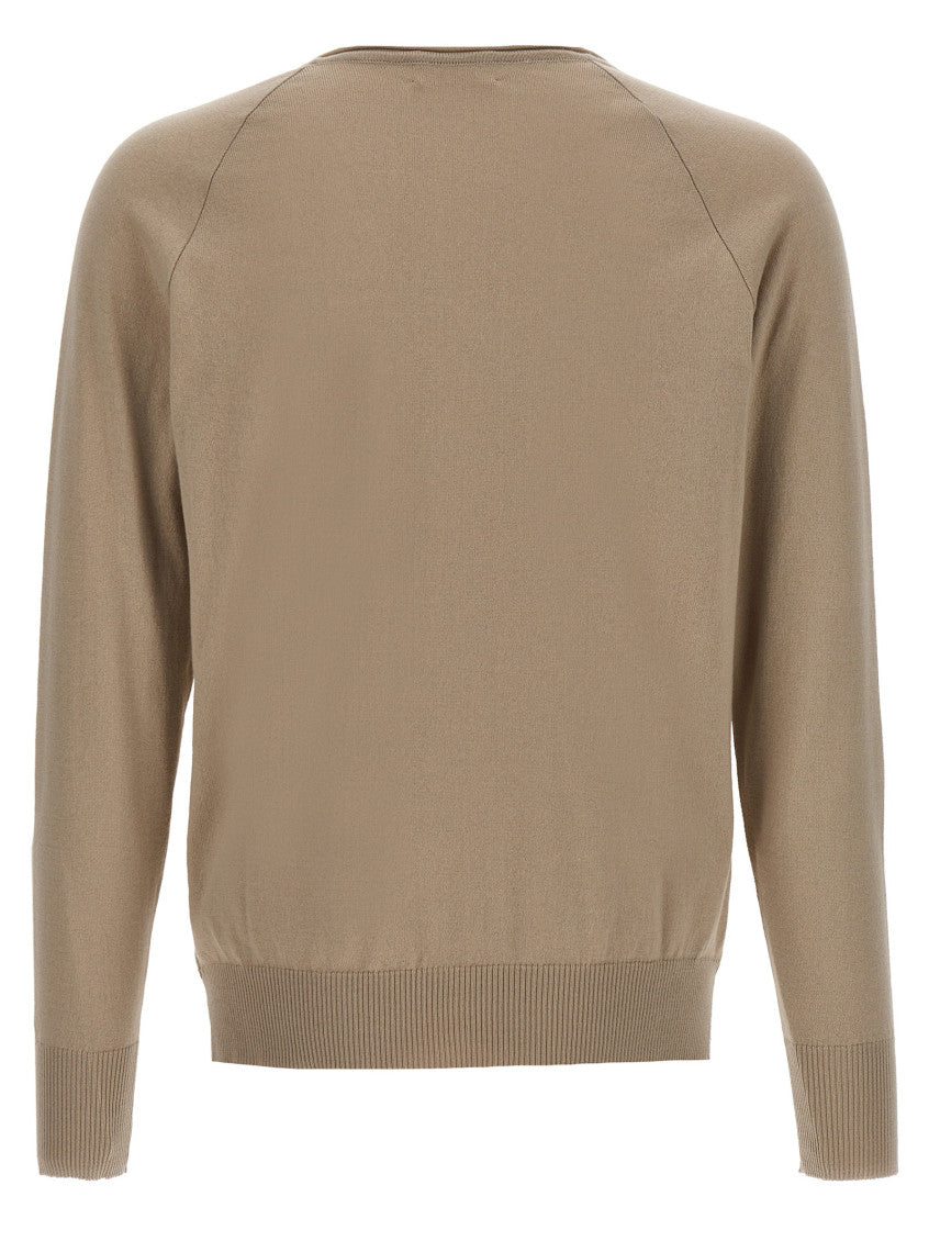 Beige V Neck Sweaters 2