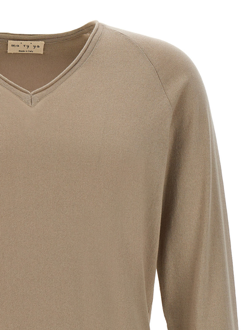 Beige V Neck Sweaters 3