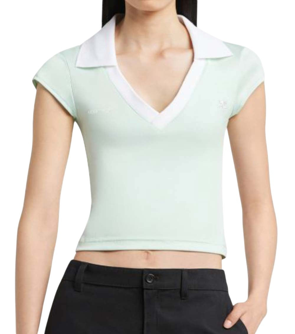 Light Green V Neck Logo Polo 2