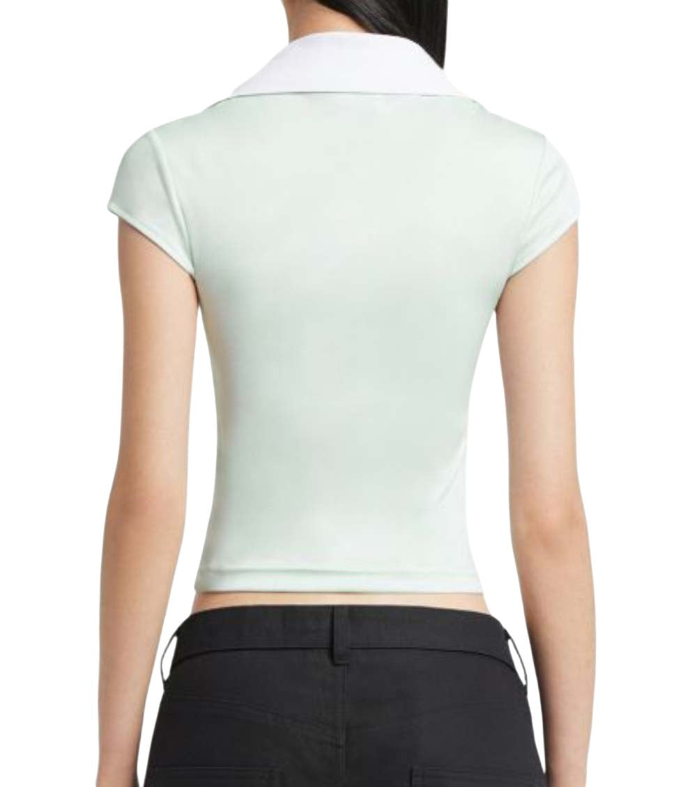 Light Green V Neck Logo Polo 3