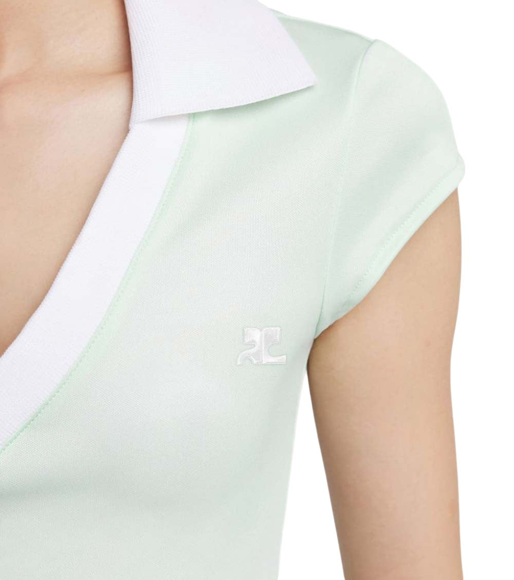 Light Green V Neck Logo Polo 4