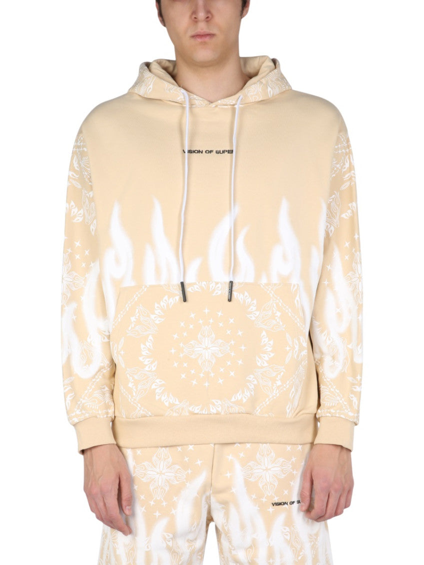 Beige Logo Hood Sweatshirts 1