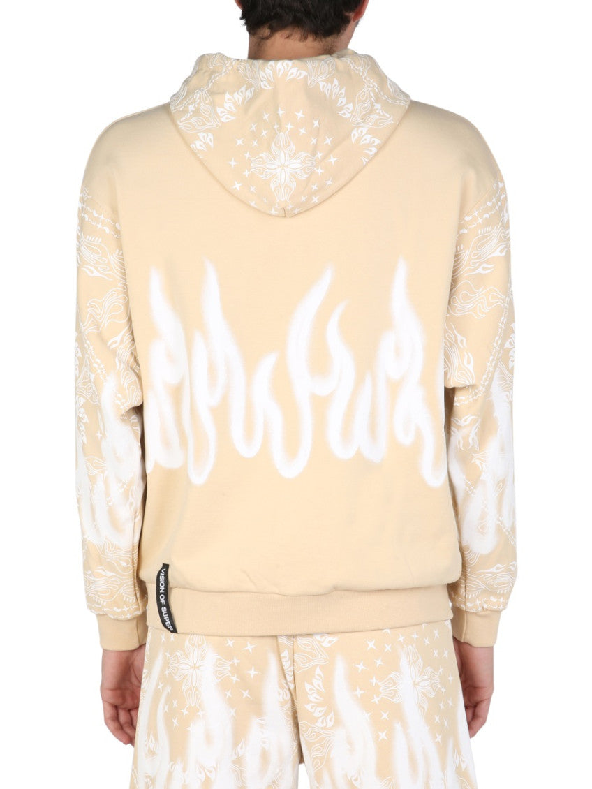 Beige Logo Hood Sweatshirts 3