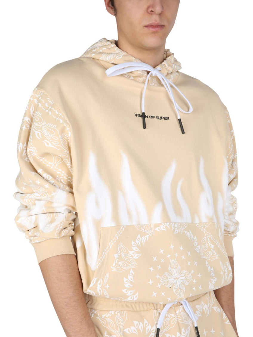 Beige Logo Hood Sweatshirts 4