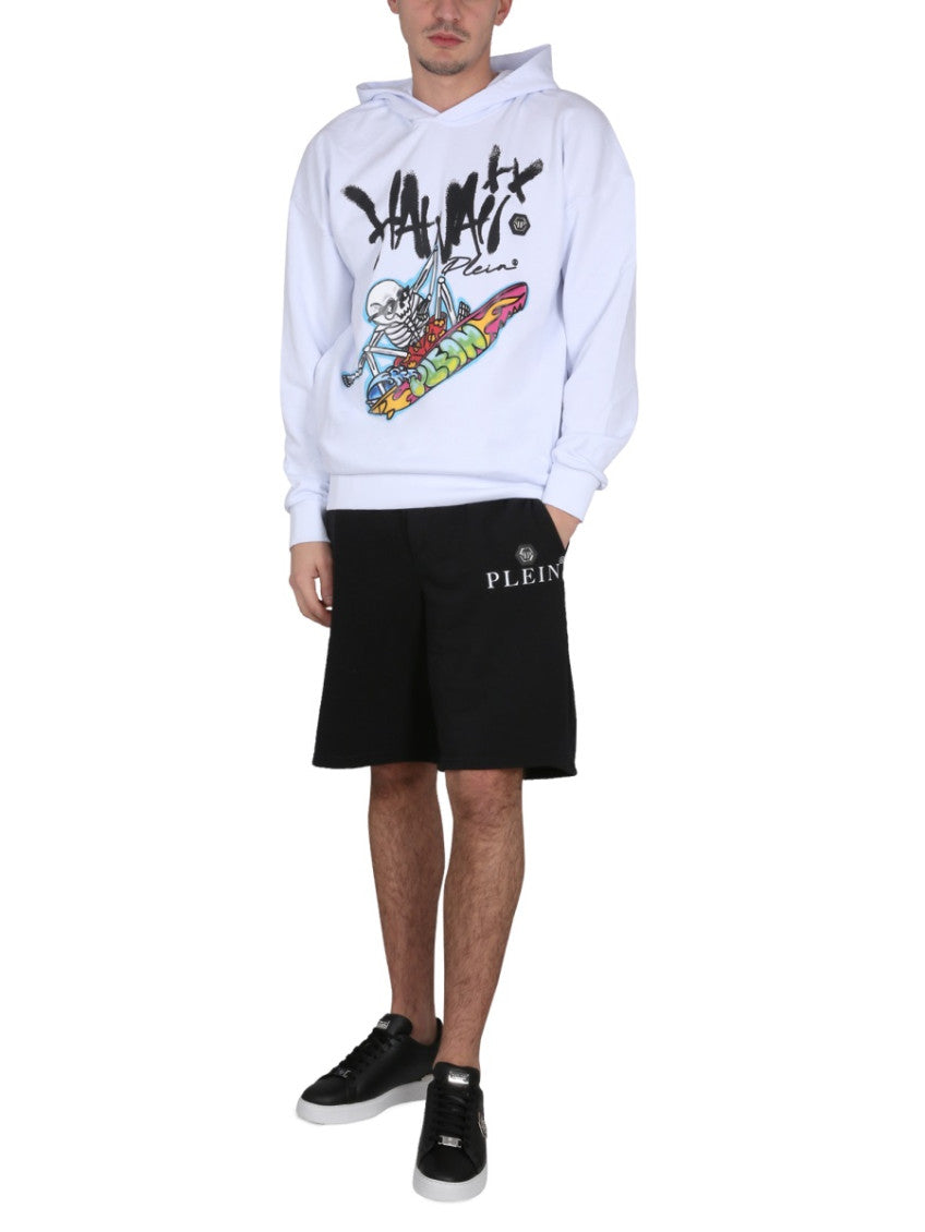 White Graphic Hood Sweatshirts 2