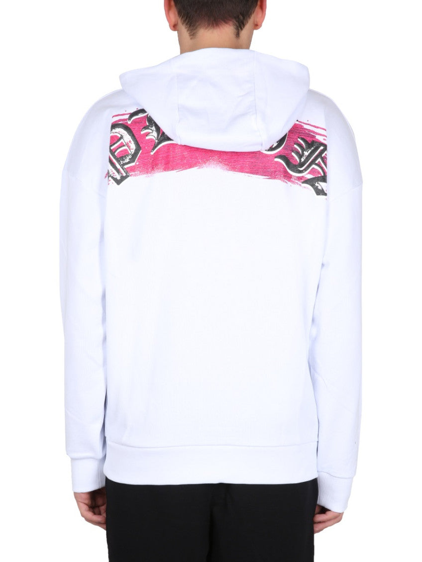 White Graphic Hood Sweatshirts 3