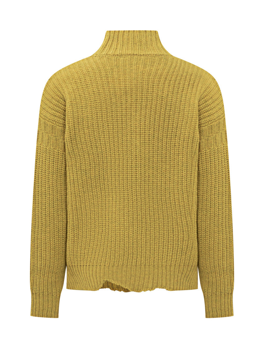 Yellow Mock Collar Sweaters 2