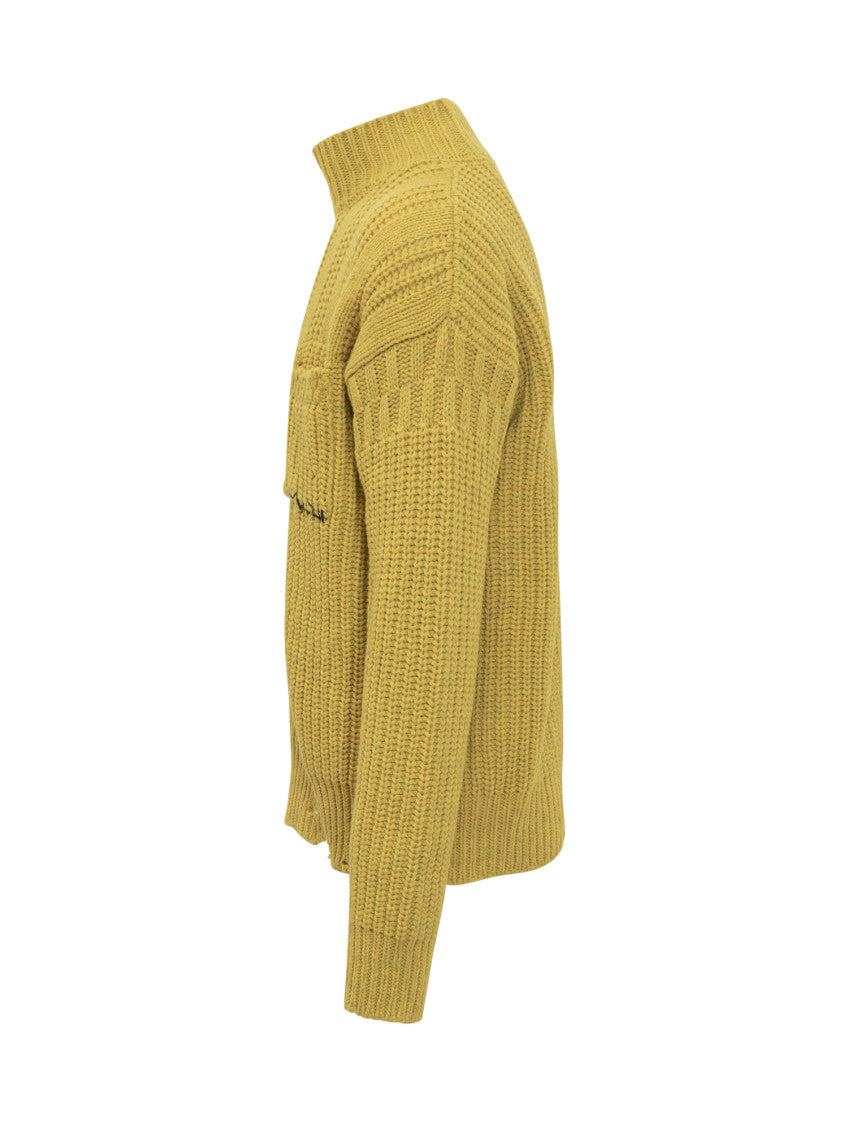 Yellow Mock Collar Sweaters 3