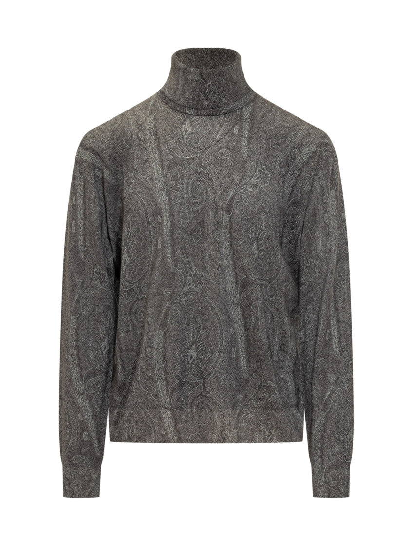 Grey Paisley Regular Sweaters 1
