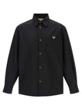 Black Solid Shirt Collar Jacket 1